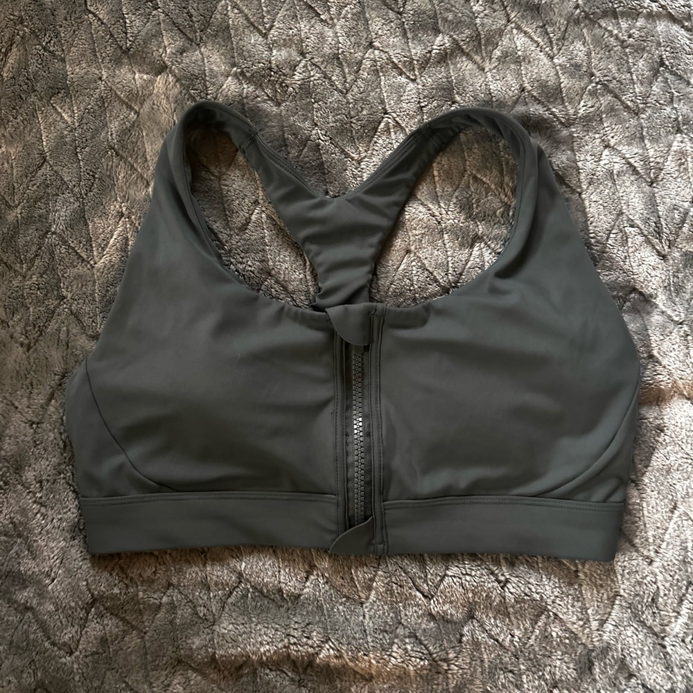 Avia green Zip-Front Sports Bra